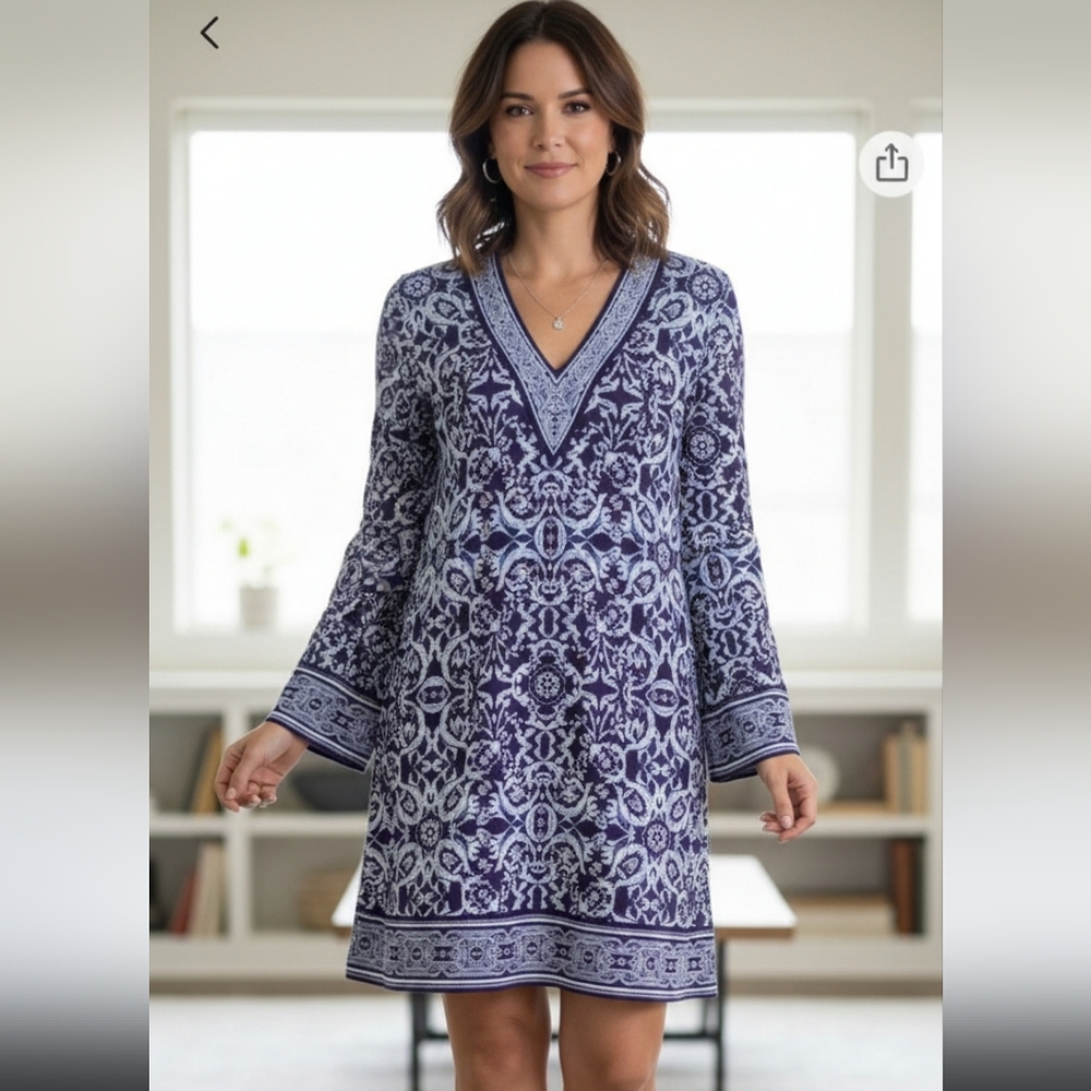 WHBM blue tunic dress M